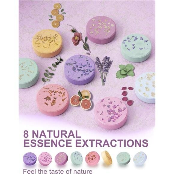 Shower Steamers Aromatherapy 8 Scents Women Lavender Natural Elegant Packaging - Picture 2 of 7